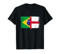 Cool Brazil England Flag Proud Brazilian English Fans Pride T-Shirt