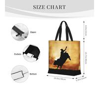 Cool Bull Riding Basic Models Tote Bag With Zipper With Inner Pockets,Laptop Work Tote Bag For Sport,Travel
