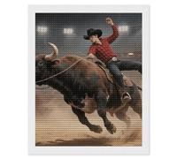 Cool Bull Riding Diamond Art Kits for Adults 16"x20" DIY Diamond Painting Kit for Beginners Gem Art Painting with Round Full Drill Diamonds DIY Paint Paintings for Home Wall Decor Gift