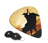 cool bull riding Guitar Picks, 6 Pcs Guitar Plectrums double-sided printing, suitable for acoustic, electric and bass guitars, including 0.46 mm 0.71 mm 0.96 mm