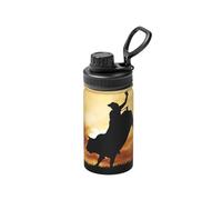 Cool Bull Riding Print 12 Oz Insulated Double Walled Stainless Steel Metal Water Bottle for Cold Hot Drink