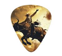 cool bull riding Print Guitar Picks 12-Pack - Assorted Thickness Picks (0.46 mm, 0.71 mm, 0.96 mm) with Storage Box & Assorted Unique Design for Acoustic, Electric, Bass, and Ukulele Players