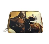Cool Bull Riding Printed Cosmetic Bags for Women Mom, Large PVC Leather Travel Makeup Bag Cute Gifts Toiletry Bag with Zipper