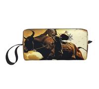 Cool Bull Riding Printed Makeup Bag Simple Travel Cosmetic Bags Waterproof Cosmetic Case Toiletry Bag Organizer for Women Mom Girls
