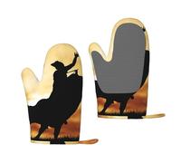 cool bull riding Printed Silicone Oven Mitts Set 2 PCS Heat Resistant Kitchen Oven Gloves for Home Cooks and Bakers