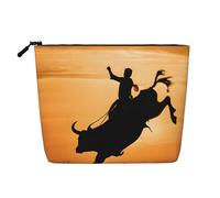 Cool Bull Riding Single Layer Linen Like Makeup Bag, Lightweight and Cute, Easy to Use