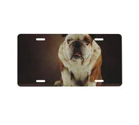 Cool Bulldog Print License Plate Aluminum Car Plate Universal Car Tag For Car Decoration 15 * 30 cm