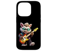 Cool Bunny Playing Electric Guitar Rocker Musician Case for iPhone 14 Pro
