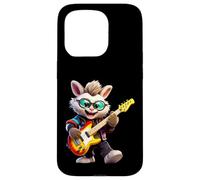 Cool Bunny Playing Electric Guitar Rocker Musician Case for iPhone 15 Pro