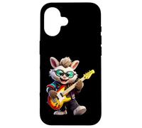 Cool Bunny Playing Electric Guitar Rocker Musician Case for iPhone 16