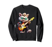 Cool Bunny Playing Electric Guitar Rocker Musician Sweatshirt