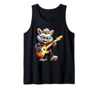 Cool Bunny Playing Electric Guitar Rocker Musician Tank Top