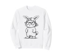 Cool bunny rabbit with cap sunglasses Hand Drawn Doodle Sweatshirt