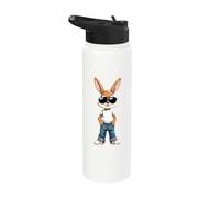 Cool Bunny Vibes Rocking Sunglasses Style Stainless Steel Insulated Water Bottle