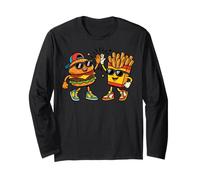 Cool Burger and Fries High Five Fast Food Art Long Sleeve T-Shirt