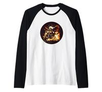 Cool Burning Motorcycle with Patriotic Eagle Costume Raglan Baseball Tee