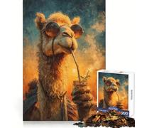 Cool Camel Sipping Drink in The Spa Jigsaw Puzzle for Teenagers 1000 Pieces Mental Boost, Clean Cut, Fun Challenge, Birthday Present (38x52cm)