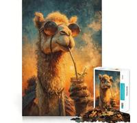 Cool Camel Sipping Drink in The Spa Jigsaw Puzzle for Teenagers 1000 Pieces Mental Boost, Clean Cut, Fun Challenge, Birthday Present (38x52cm)