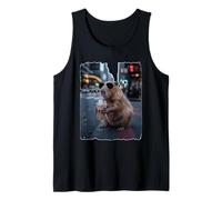 Cool Capybara Drinking Iced Coffee in City Street Tank Top