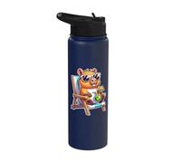 Cool Capybara Summer Holiday Relaxing Cute Vacation Capybara Stainless Steel Insulated Water Bottle