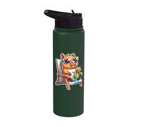 Cool Capybara Summer Holiday Relaxing Cute Vacation Capybara Stainless Steel Insulated Water Bottle