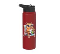 Cool Capybara Summer Holiday Relaxing Cute Vacation Capybara Stainless Steel Insulated Water Bottle