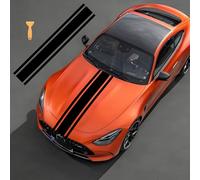 Cool Car Hood Trunk Decal Decor, Waterproof Vinyl Auto Racing Car Hood Side Body Window Stripe Sticker, Modified Engine Cover Bonnet Stripe Decal, Black