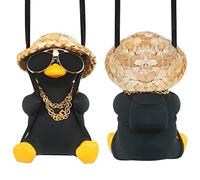Cool Car Truck Stuff Things Automotive Mirror Hanging Funny Swing Black Duck Car Hanging Duck for Men Car Accessories Dashboard Decorations Rear View Mirror Must Haves Hippie Gifts Man Ornament