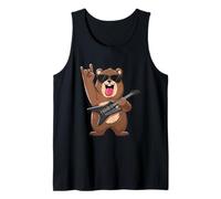 Cool Cartoon Bear Guitar Player Funny Animal Design Tank Top
