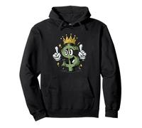 Cool Cartoon Dollar Sign with Crown for Adults and Kids Pullover Hoodie