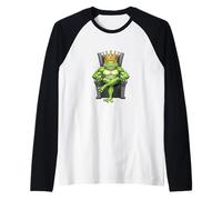 Cool Cartoon Frog King Bodybuilding Fitness Workout Raglan Baseball Tee