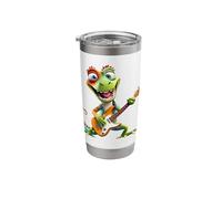 Cool Cartoon Lizard Rocker Playing Electric Guitar Design Stainless Steel Insulated Tumbler