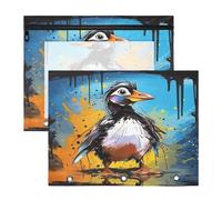 Cool Cartoon Penguin 3 Ring Binder Clear Binders Pencil Pouches Bags Case(2 Pack)