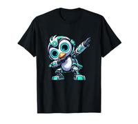 Cool Cartoon Penguin Robot Astronaut Dabbing Mech T-Shirt