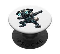 Cool Cartoon Pug Robot Dab Space Astronaut PopSockets Adhesive PopGrip