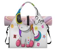 Cool Cartoon Unicorn Sports Duffel Bag for Women Men Cute Unicorn Weekend Overnight Bag with Shoe Compartment Shoulder Tote Luggage Bag for Yoga Gym Travel