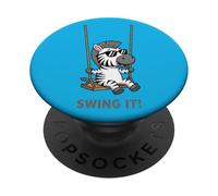 Cool Cartoon Zebra Swinging on a Swing PopSockets Adhesive PopGrip