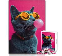Cool Cat BubbleGum Adult Jigsaw Puzzles1000 Pieces Brain Challenge Learning Game Thoughtful Surprise for Celebrations Size 38x52cm