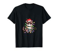 Cool CAT. Christmas Lights and Santa HAT. SO Much Spirit Value Graphic T-Shirt