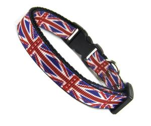 Cool Cat Collars | Union Jack British Flag | UK Handmade Safety Collar with Bell