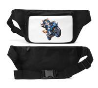 Cool cat Doing a Motorcycle Wheelie Unisex Waist Bag Black