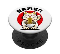 Cool Cat Eats Ramen Novelty Graphic Tees & Cool Designs fun PopSockets Adhesive PopGrip
