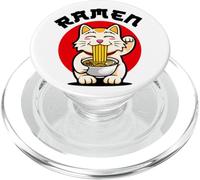 Cool Cat Eats Ramen Novelty Graphic Tees & Cool Designs fun PopSockets PopGrip for MagSafe
