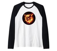 Cool Cat Face with Fire Costume for Boys and Girls Raglan Baseball Tee