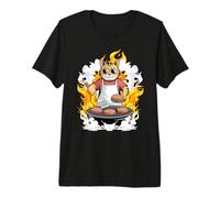 Cool Cat Grilling Burgers BBQ Master Feline Cookout Premium T-Shirt
