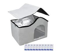 Cool Cat House - 45x34x36cm Insulated Aluminium Foil Shelter | Includes 10 Ice Bags Cold-Closing Thermal Hollow - Removable Roof Design | Pet Cold Store - Indoor Balcony B