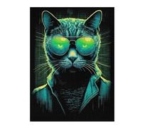 Cool Cat in Cyberspace 01 Artistic Jigsaw Puzzle for Adults, 500 PCS