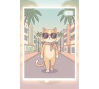 Cool Cat in Miami Notebook: Stylish Cat in Miami Beach Cover Design | Lined Notebook 100 Pages | Large Format 11.54 x 7.68 Inches | White Paper Journal for Notes and Writing