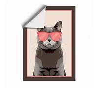 Cool Cat in Pink Modern Unframed Wall Art Print A4 (29.7×21cm), Wall Decor for Living Room, Bedroom, Office & Home, Art Gift