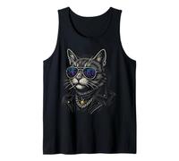 Cool Cat in Shades with City Lights Retro Streetwear Vibe Tank Top